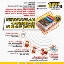Load image into Gallery viewer, Cartridge MCISS Refillable Canon IP4200, IP4300, IP4500, IP5300, IP3300, MP500, MP530, MP600, MP610, MP620, MP800, MP810, MP830, MP930, MX850 Plus Tinta