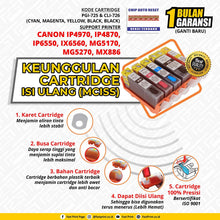 Load image into Gallery viewer, Cartridge MCISS Refillable Canon IP4970, IP4870, IP6550, IX6500, IX6560, MG5170 Plus Tinta