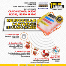 Load image into Gallery viewer, Cartridge MCISS Refillable Canon IX4000, IX5000, MX700, IP3300, IP3500 Kosongan